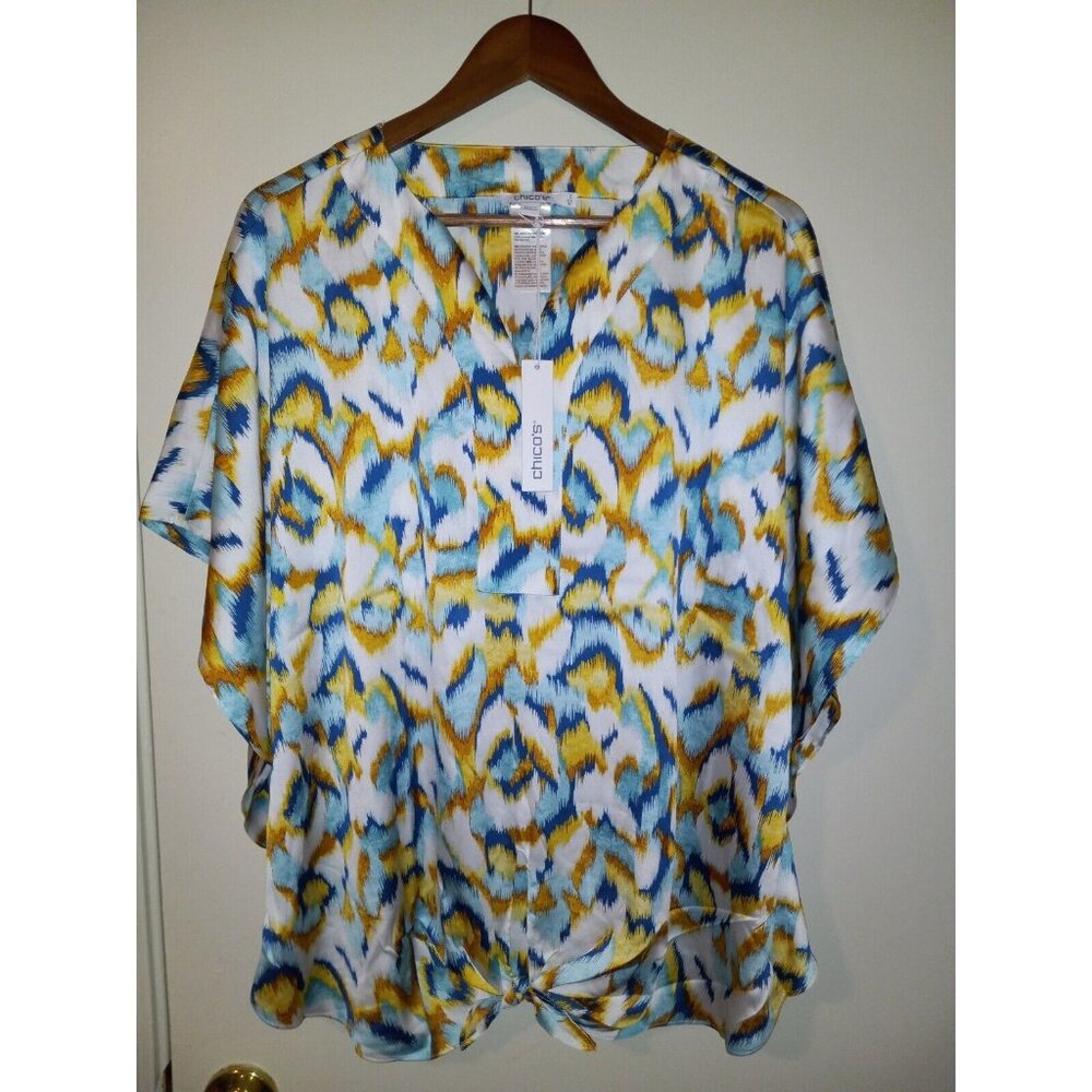 Womens ChicoShort Sleeve Shirt Size 2 In Chico Size Or XL New With Tags